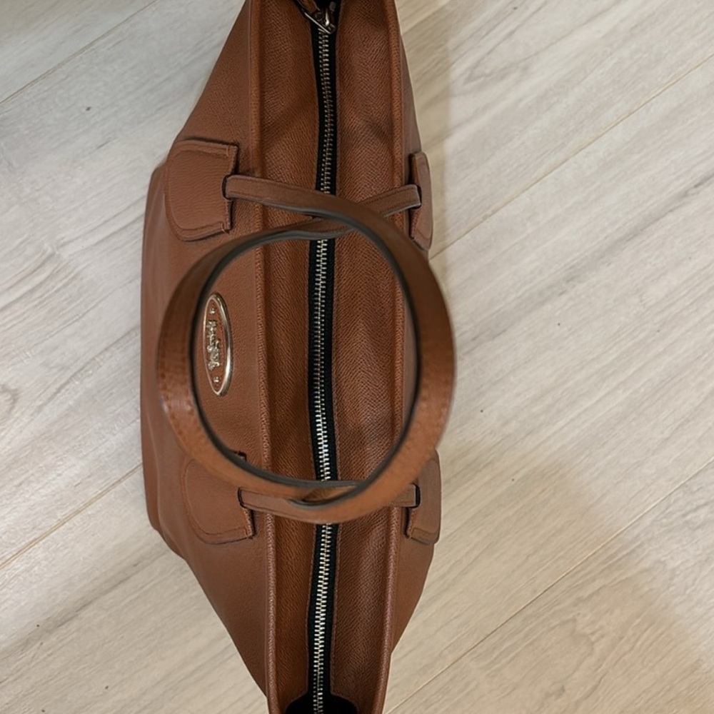 Coach Brown Leather Structured Tote Full Zip Shoulder Bag Everyday - Picture 8 of 15